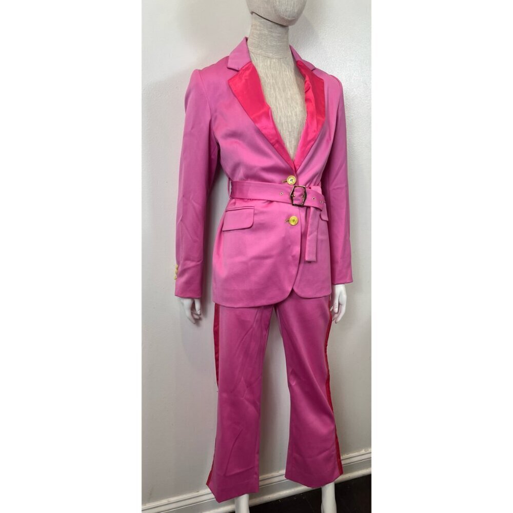 SIES MARJAN PINK SATIN TUXEDO SUIT - Picture 3 of 13
